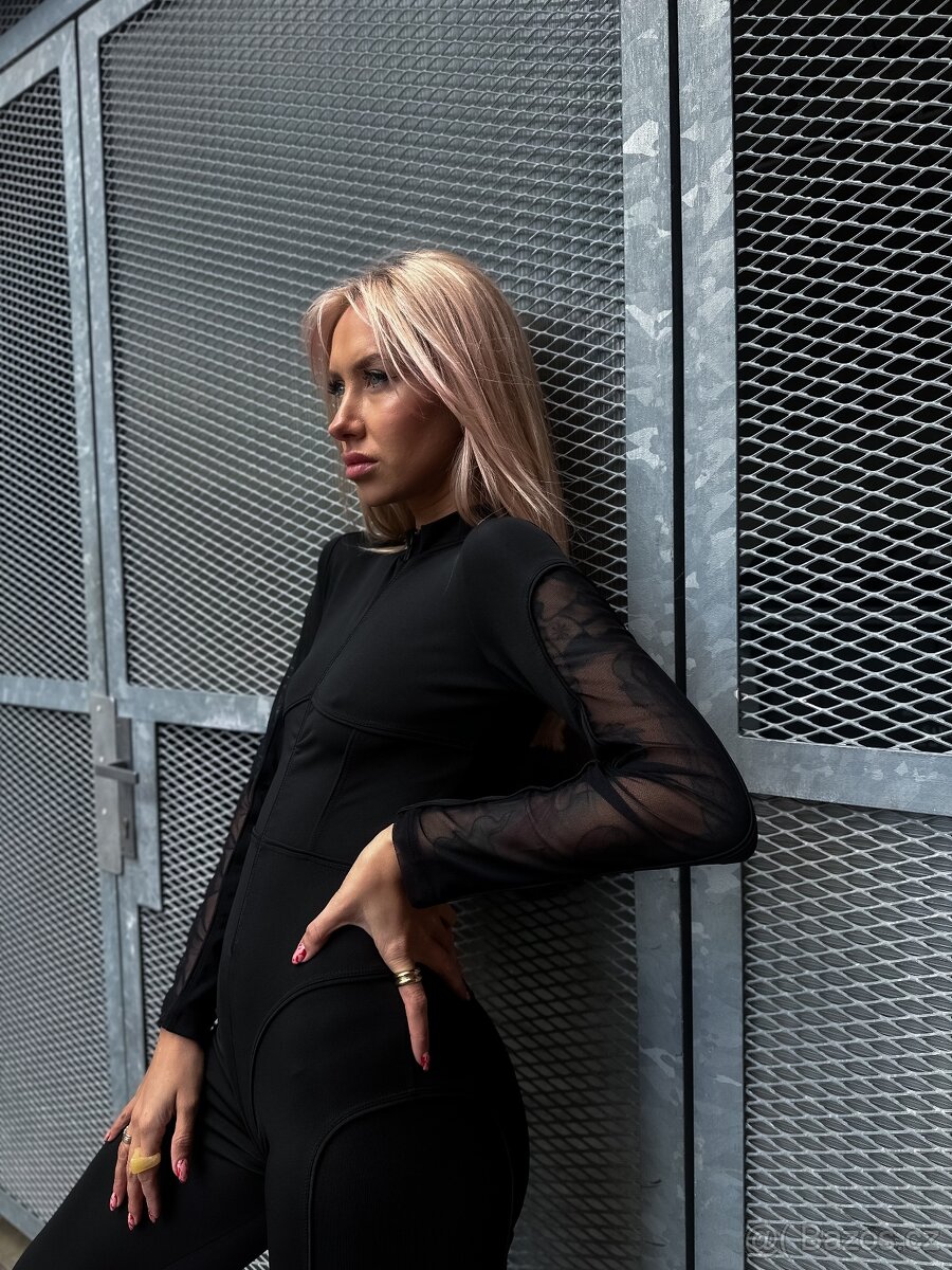 Černý overal se síťovanými rukávy – S/M/L - 2