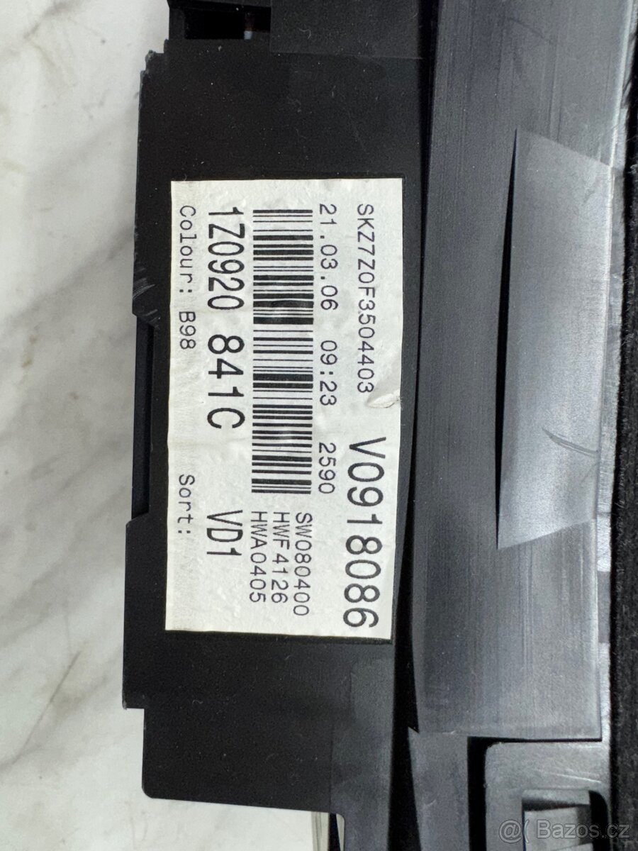 Octavia 2 RS budíky benzín - 1Z0920841C - 2