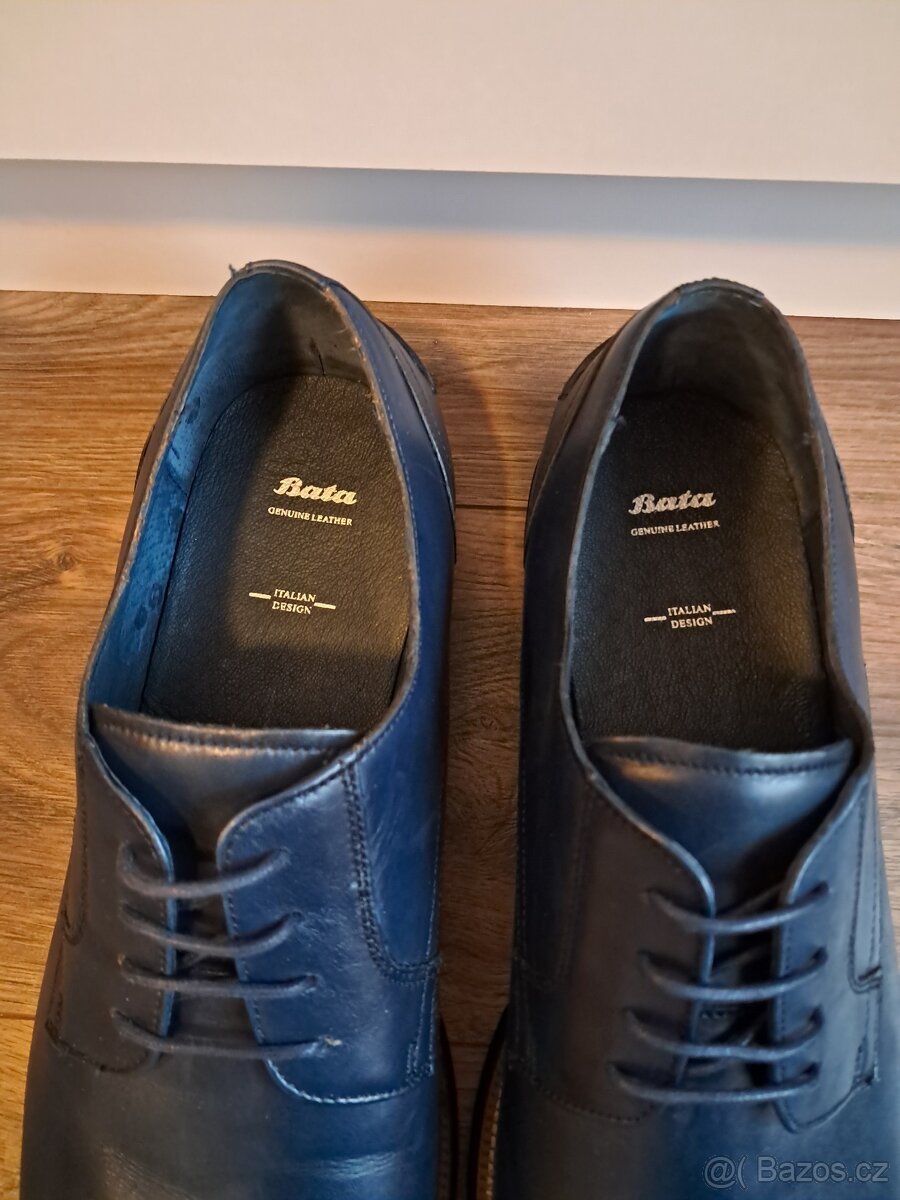 Bata Navy Blue Koženy boty 46 - darek Hand grip posilovač - 2