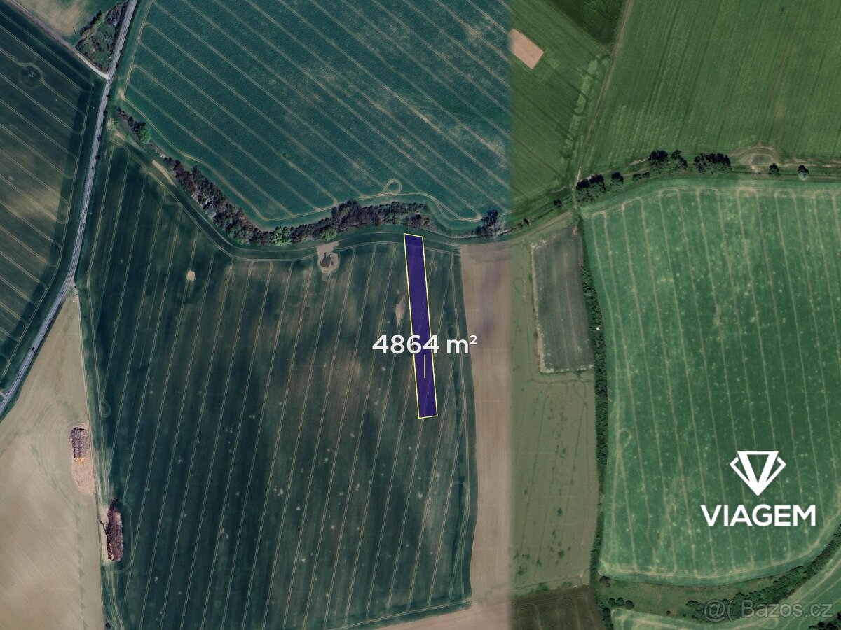Pole 4 864 m², Podíl 20 % o výměře 973 m² - 2