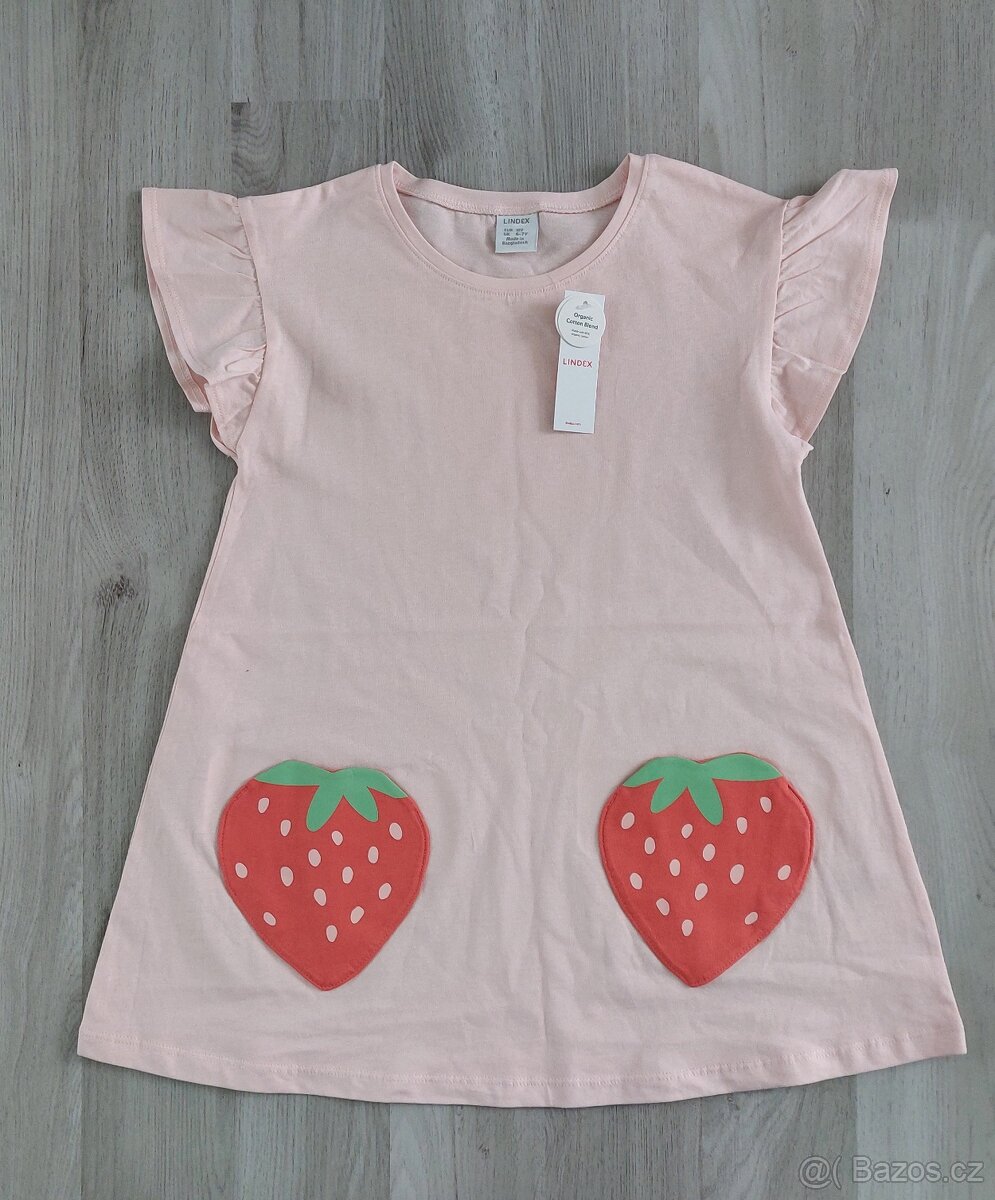 Nová tunika nebo šaty s jahodama vel.122 zn. Lindex - 2