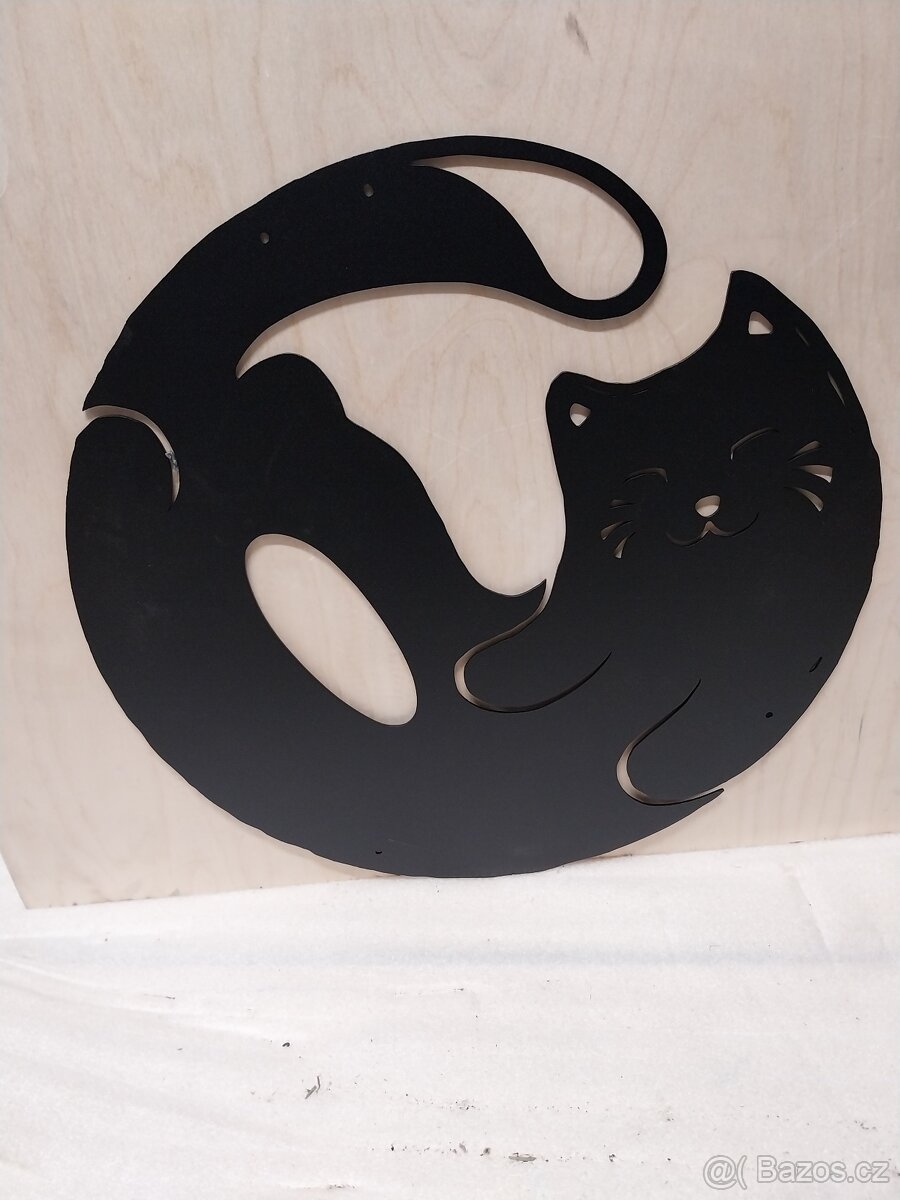 Plechový obraz kočky - černý lak - 2