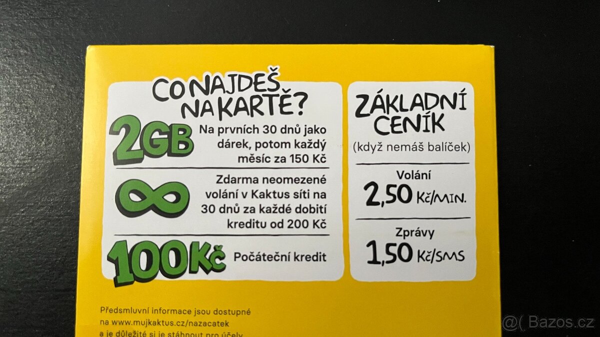 SIM karty Kaktus 2GB dat - hezká čísla - 2