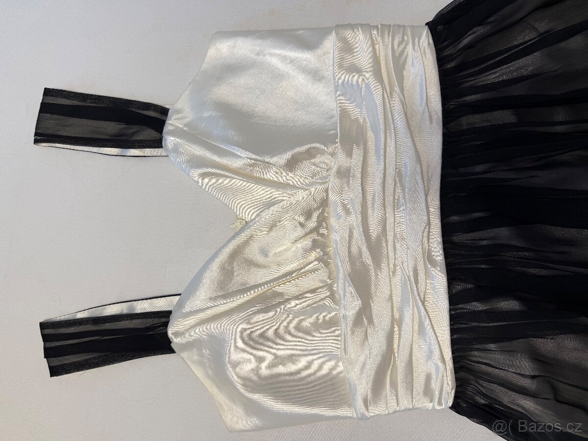 Plesové šaty, bílo-černé, velikost 38-40 - 2