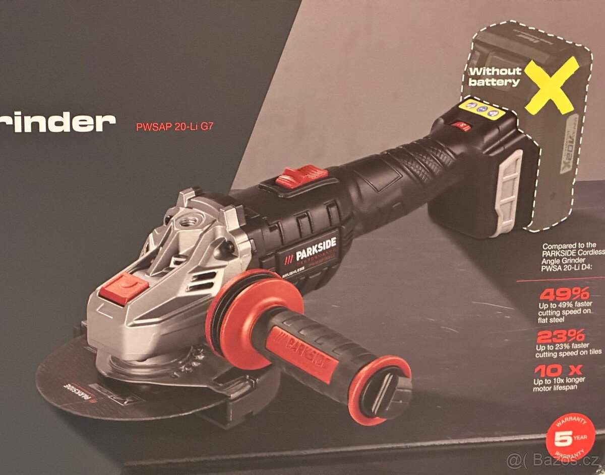 Aku úhlová bruska PWSAP 20-Li G7 - Parkside Performance - 2