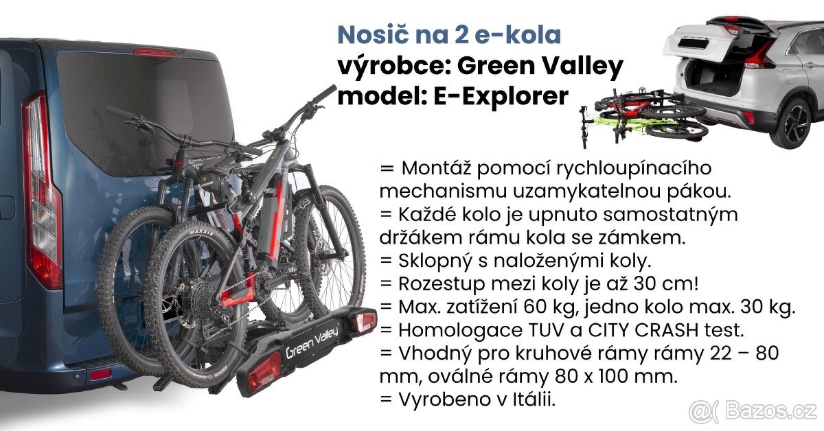 Nosič kol Green Valley na tažné zařízení - na 2 elektrokola - 2