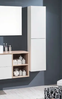 Vysoká skříňka závěsná, bílá 157x40x22cm - 2