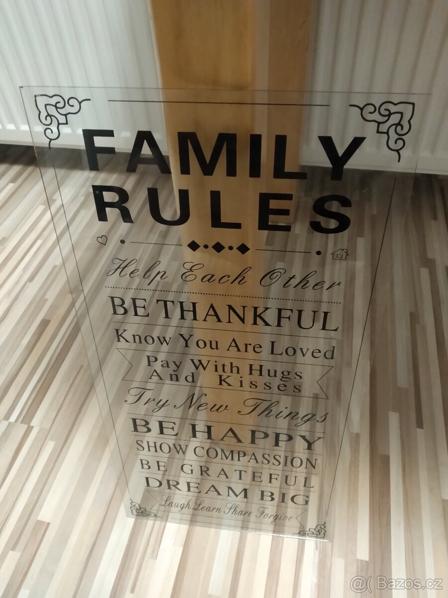 Skleněná dekorace Family Rules - 2