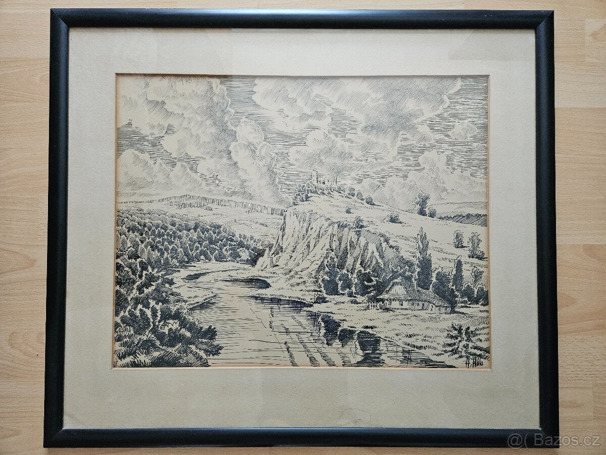 Antonin Hála, kresba tušom - 2