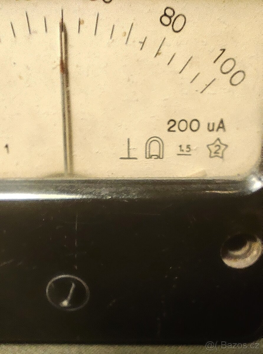 Mikroampérmetr s nulou uprostřed - retro - 2