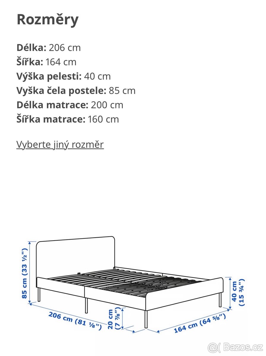 Postel IKEA SLATTUM 200x160cm - 2