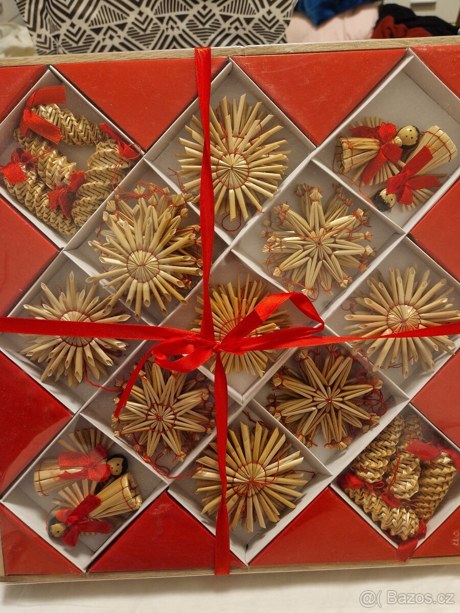 Velká nová sada slaměných ozdob na stromeček - 2