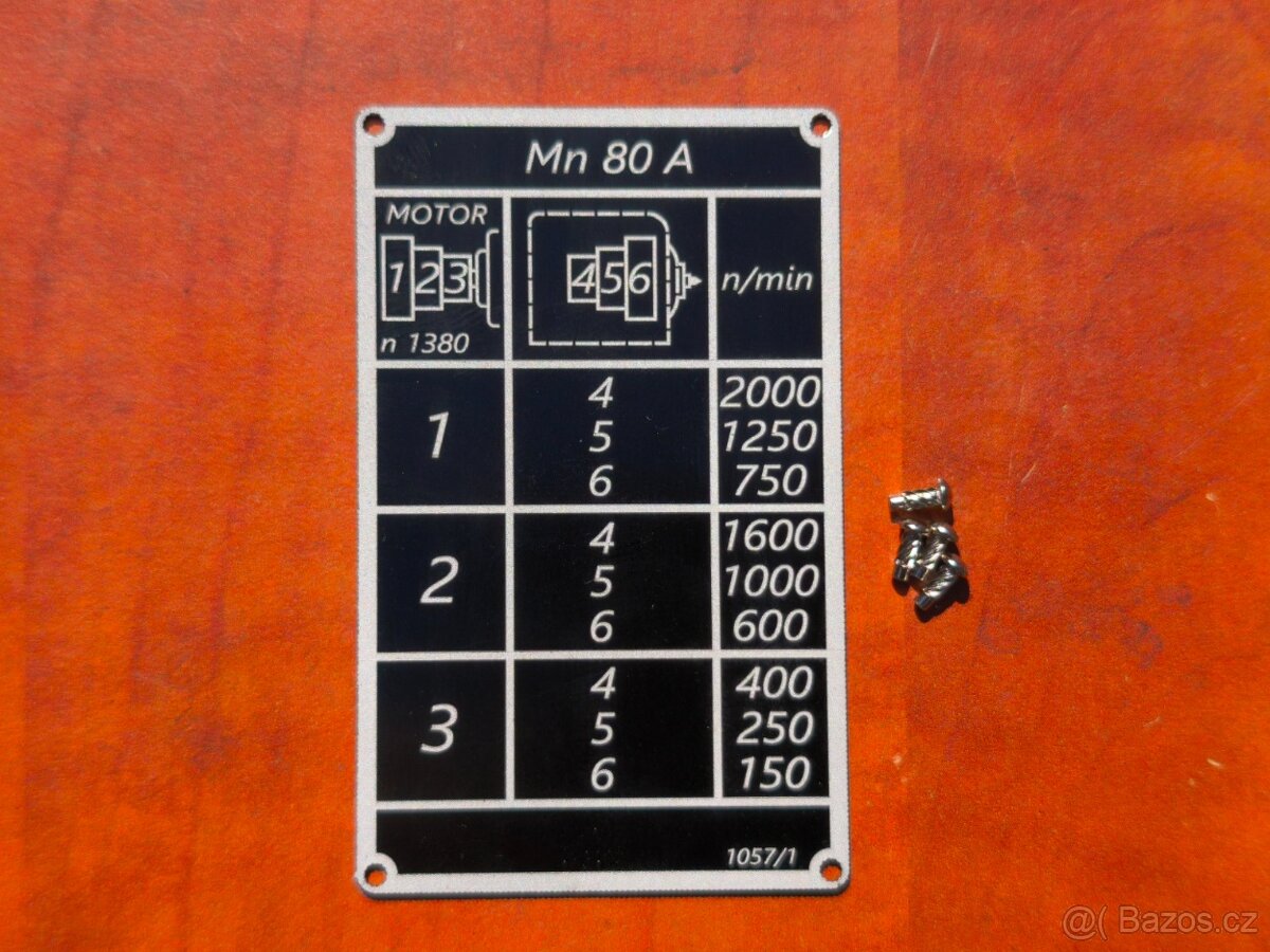 Závitový a posuvový štítek k soustruhu MN80 - 2