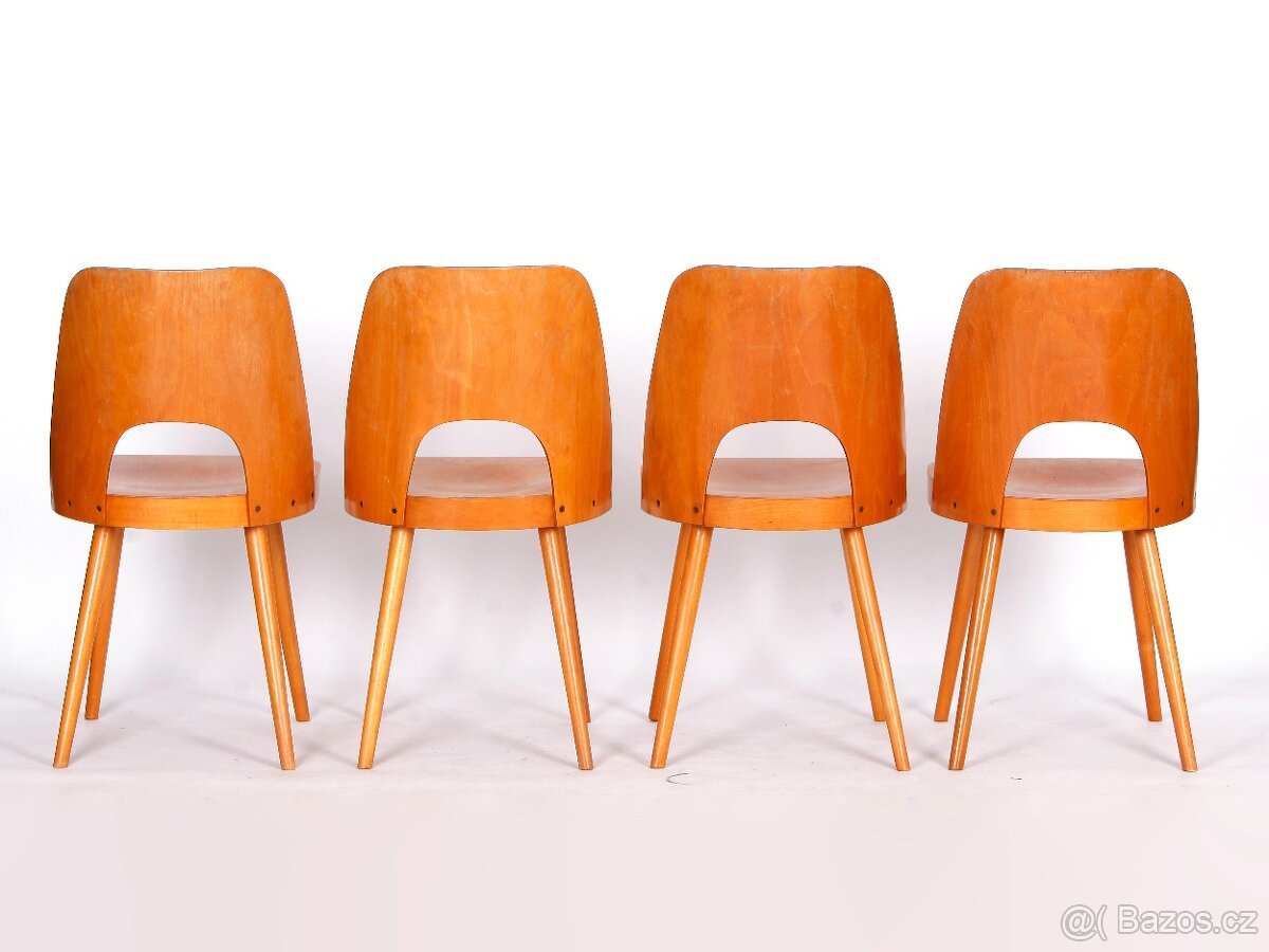 O. Heardtl, 4x bukové jídelní židle TON, pěkný stav. - 2