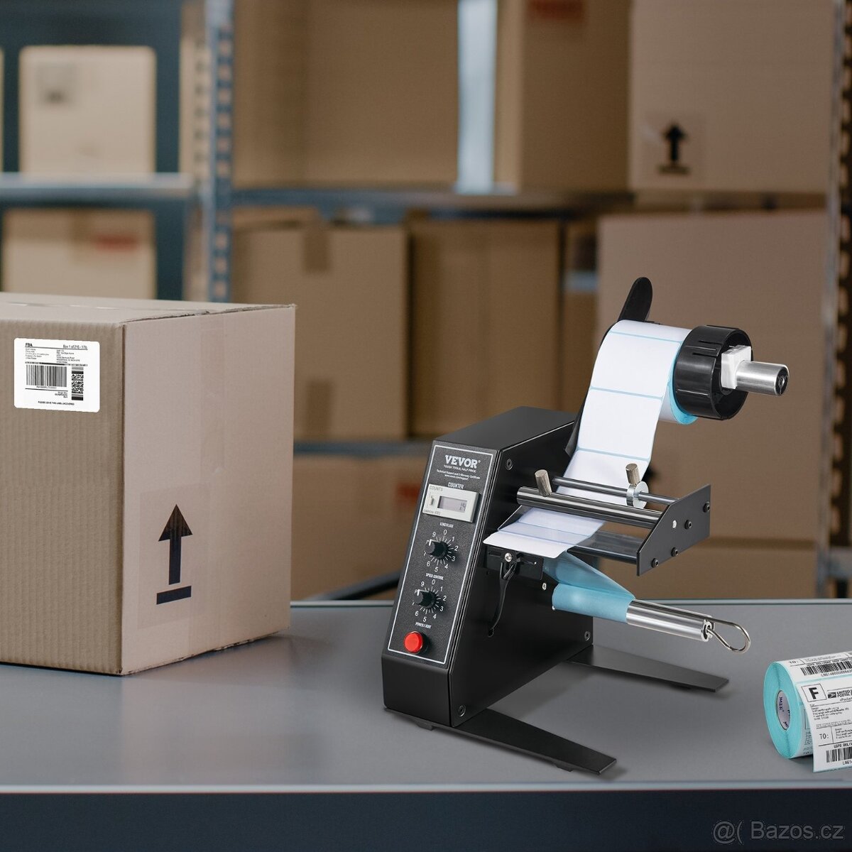 Automatický podavač a odvíječ samolepek, etiket apod. - 2