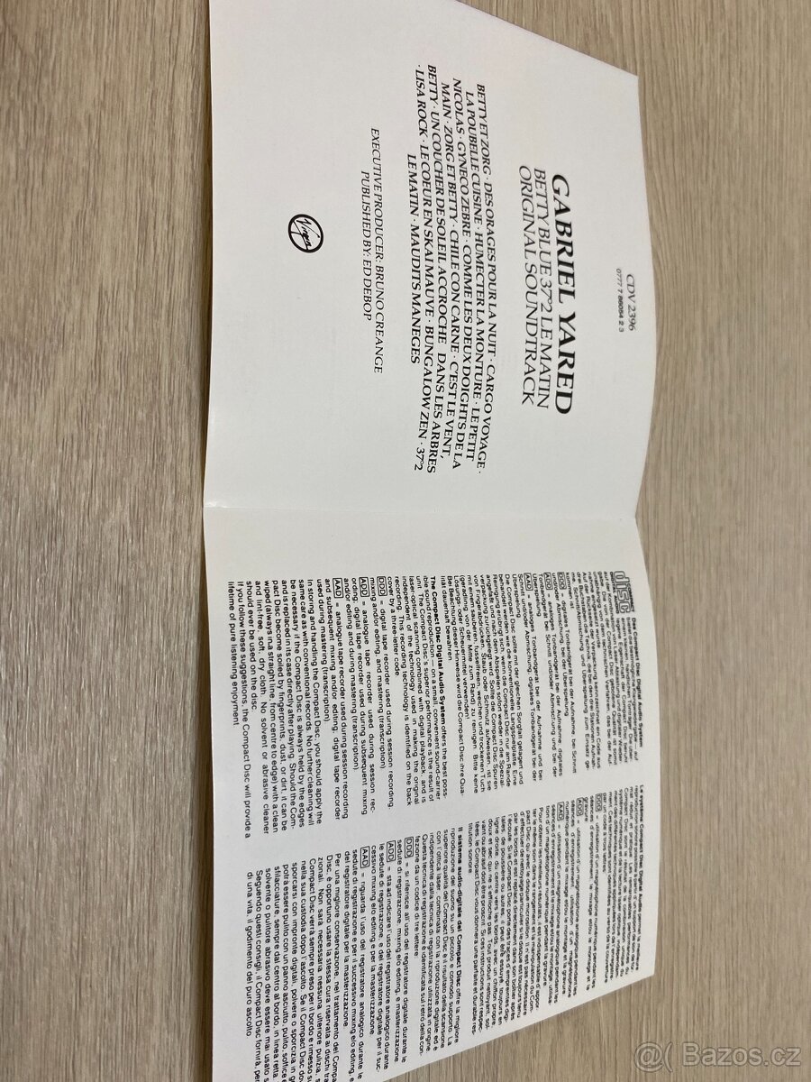 GABRIEL YARED: hudb k flmu "BETTY BLUE", 1986, RE 1992, JE - 2