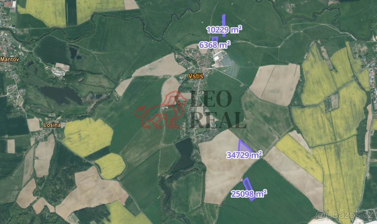 Prodej pole Vstiš 76 424m2 - 2