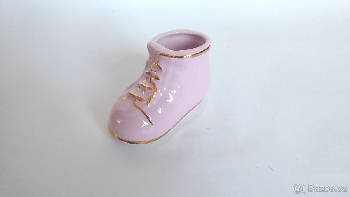 994_ Botička, růžový porcelán, retro, cca 1980 - 2