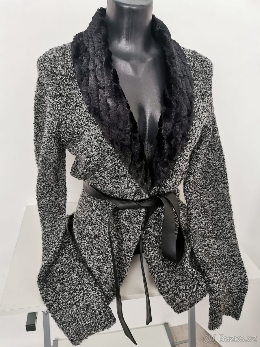 Dámský šedý svetrový kabátek - 2