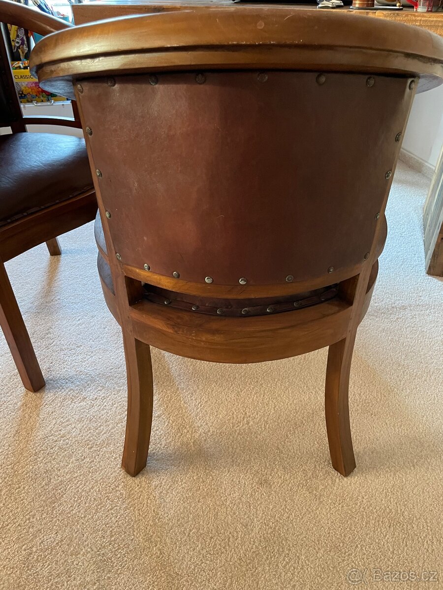 Luxusní křesla, kůže - teak - 2