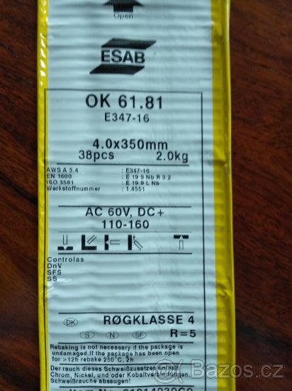 Nerezové elektrody ESAB OK 61.81 - 2