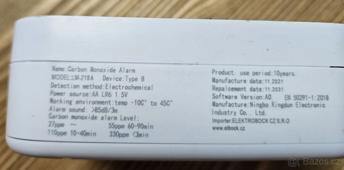 Detektor (senzor) CO LM-218A (Elektrobock) - 2