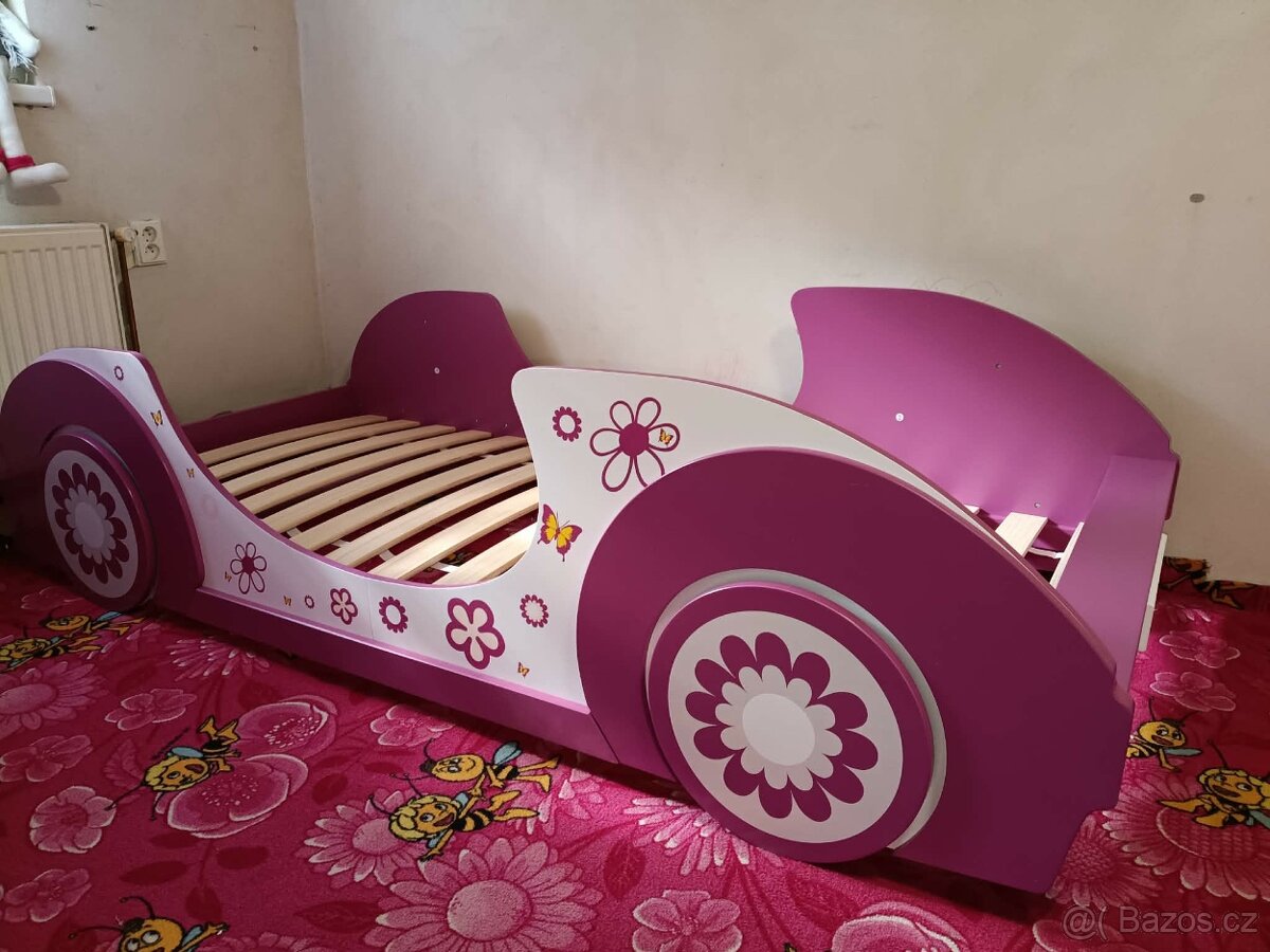 Dětská auto postel růžová - 2