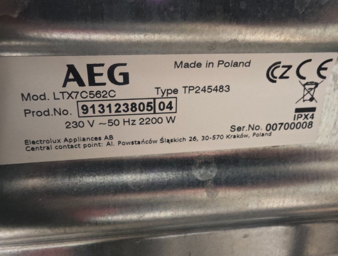 Prodáno AEG 7000 6kg A+++, 1500ot. Fuzzy Logic,LTX7C562C - 2