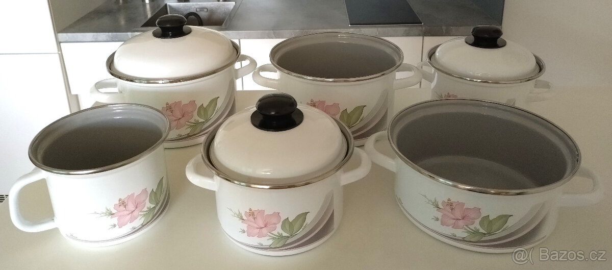 elegantní sada smaltovaných hrnců Ibiza, 1984, Smalt BSB - 2