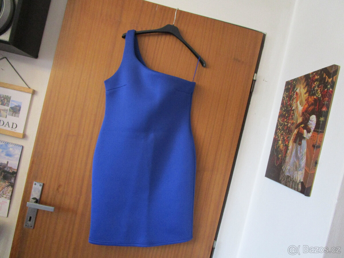 Zajímavé modré šaty - i jako společenské, vel. 40, zn. TD - 2