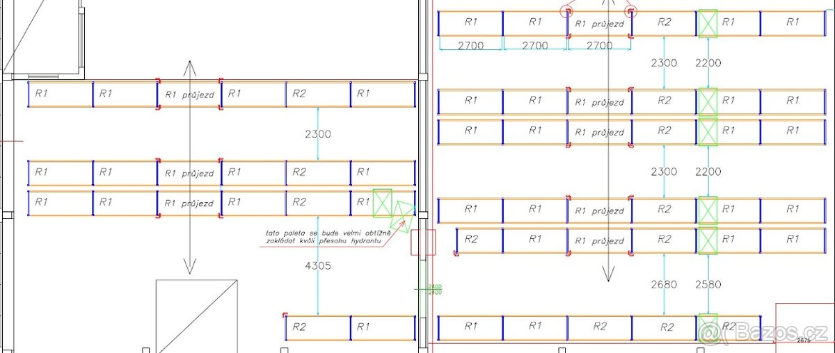 Paletové Regály Stow šířka: 2,7 m , 342 paletových míst - 2