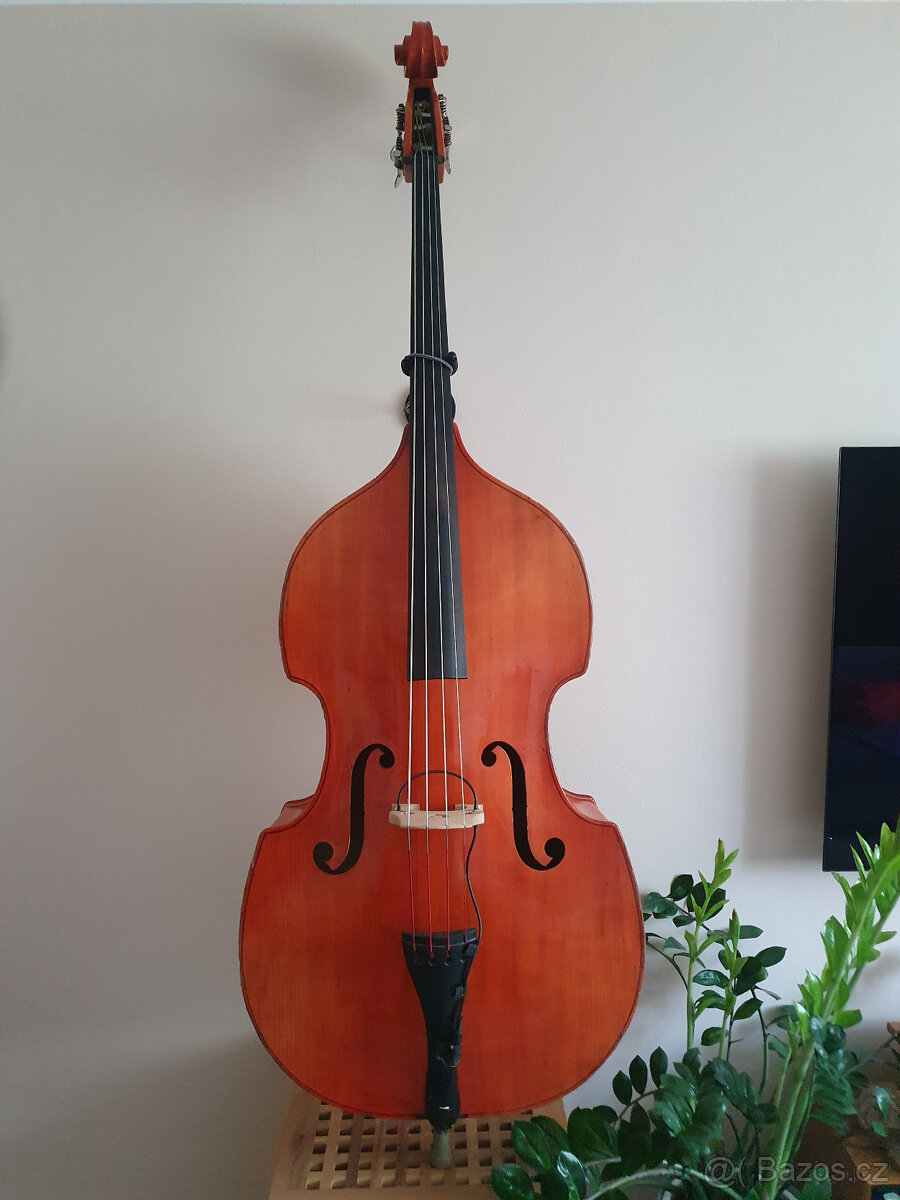 Celomasivní český 3/4 kontrabas, snímač, obal - 2