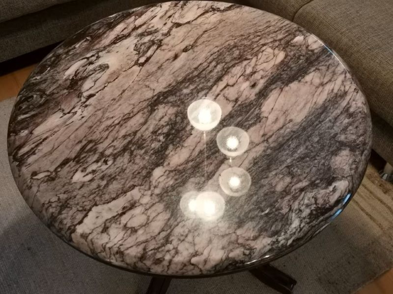 Konferenční stolek kulatý s mramorovou deskou - 2