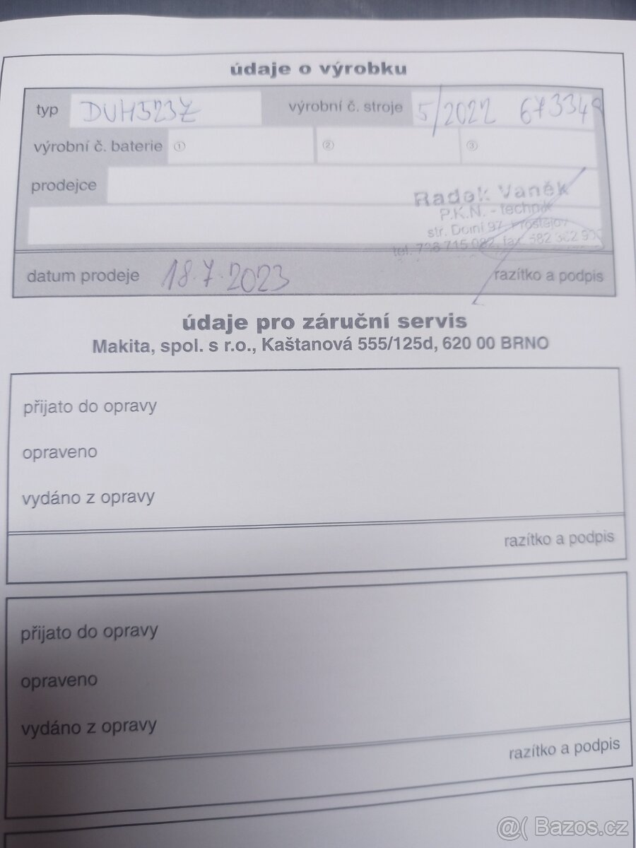 Makita DUH523Z Aku plotostřih 520mm Li-ion 18V, - 2