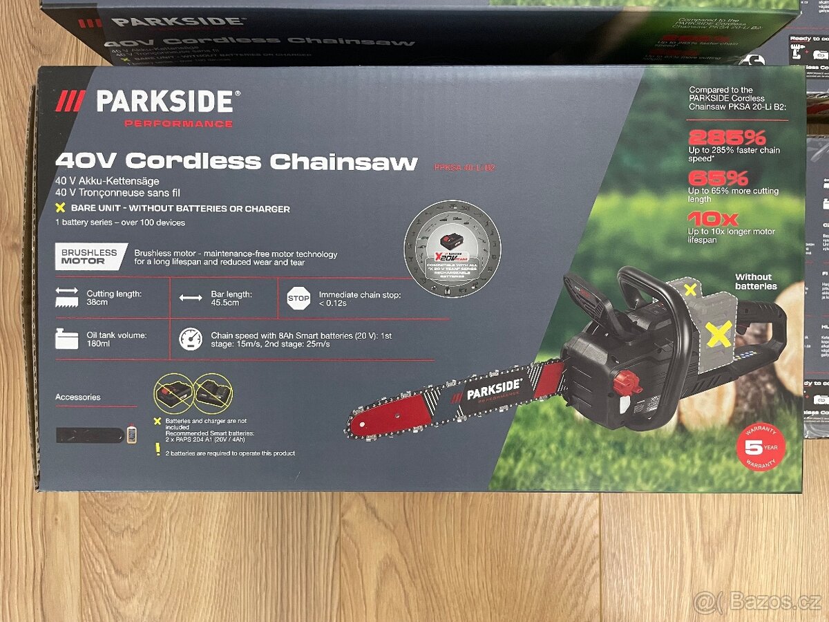 Parkside Performance Aku řetězová pila PPKSA 40-Li B2 - Nova - 2