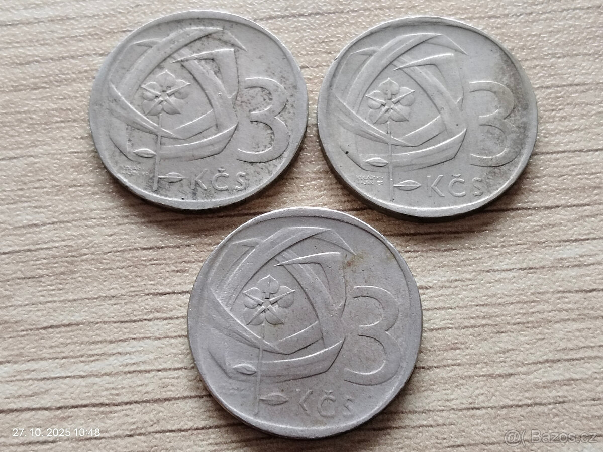 3x 3kčs Československo - 2