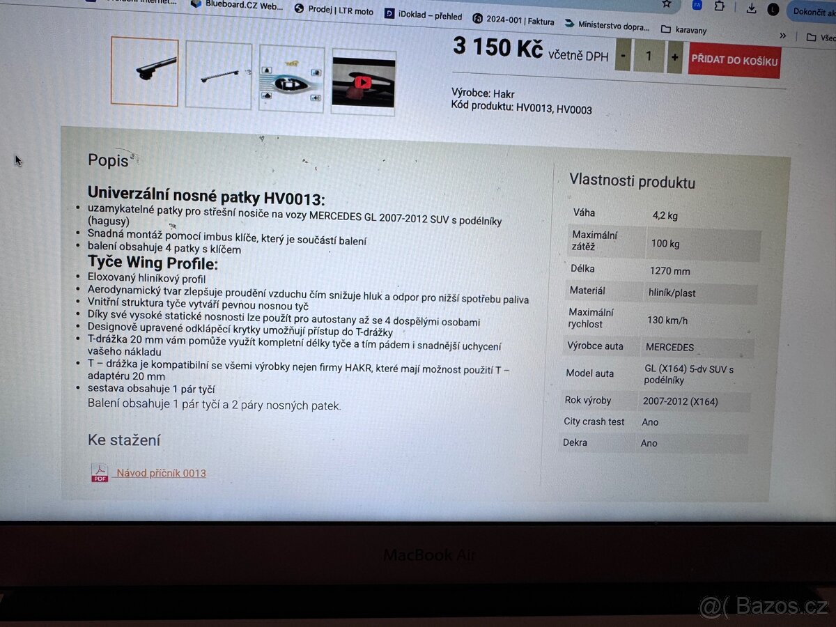 Nosič přičniky na Mercedes GL 2007-2012 Hakr - 2