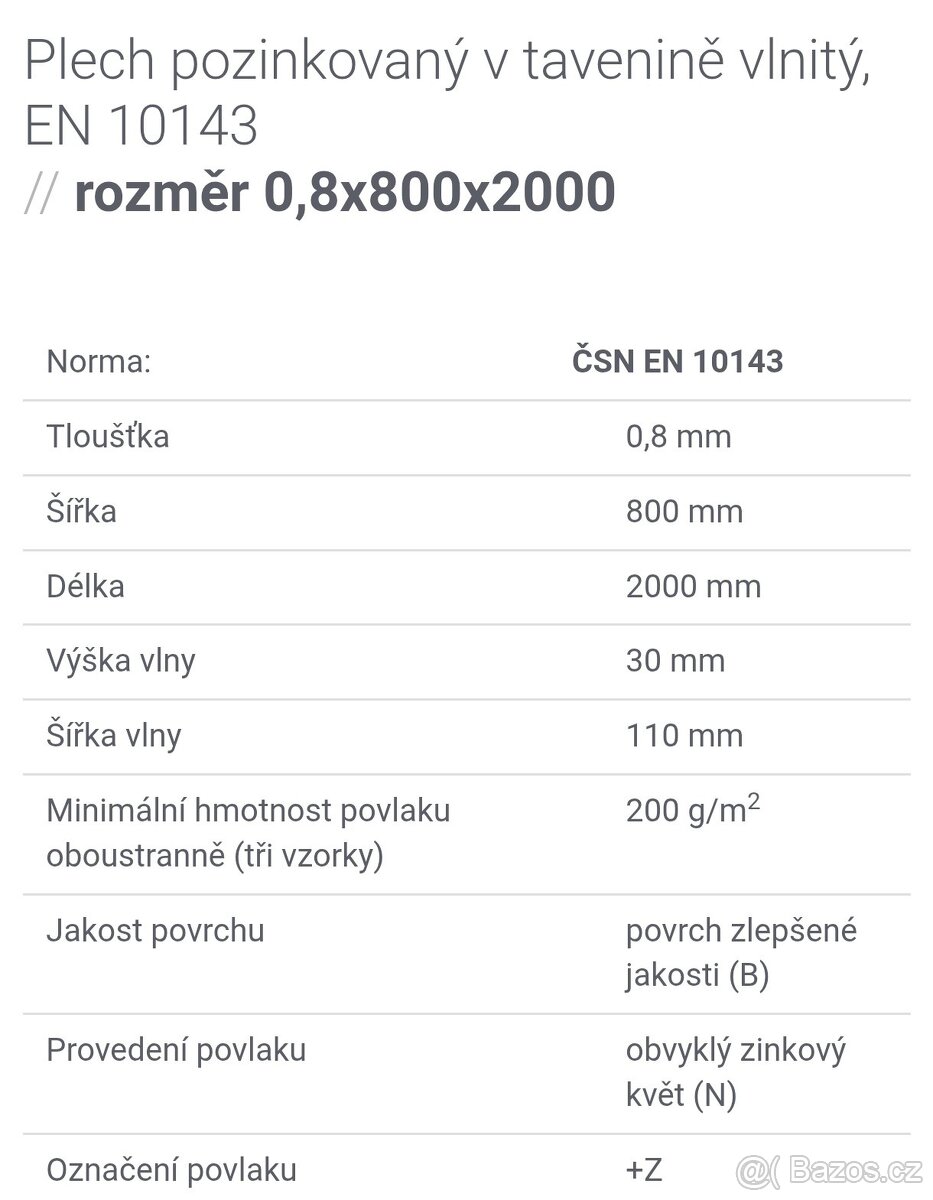 prodám vlnité pozinkované plechy nové - 2
