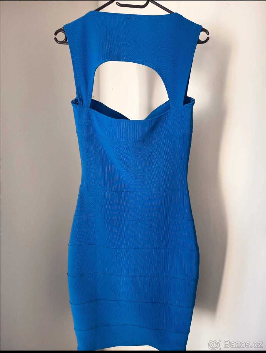Krásné moderní modré šaty L - 2
