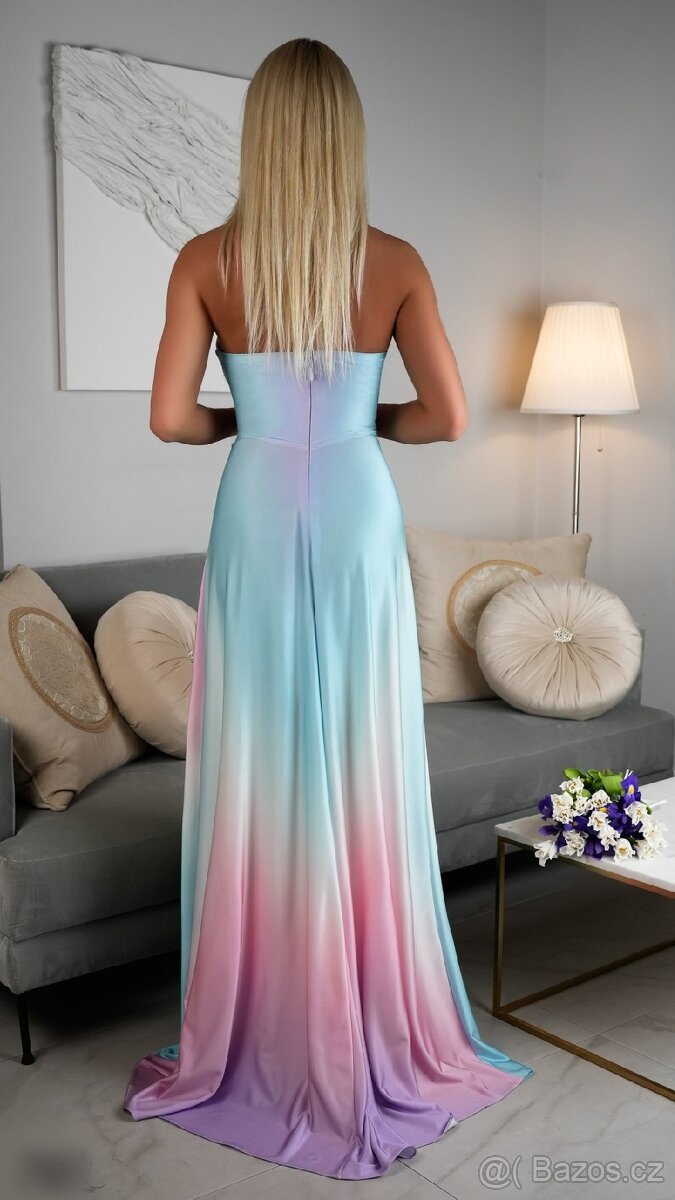 Nádherné, plesové, společenské šaty v ombré odstínu. - 2