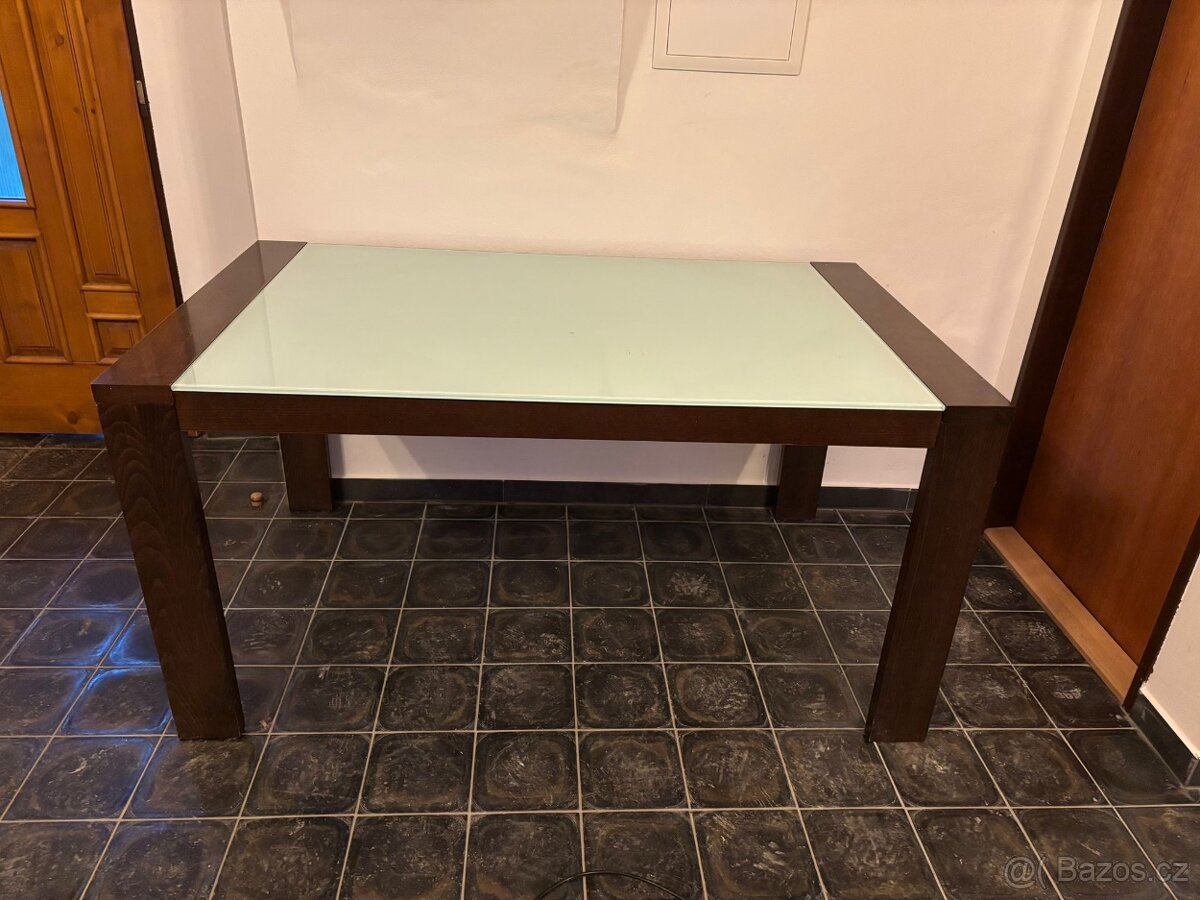 Kuchyňský stůl dřevo/sklo - 2