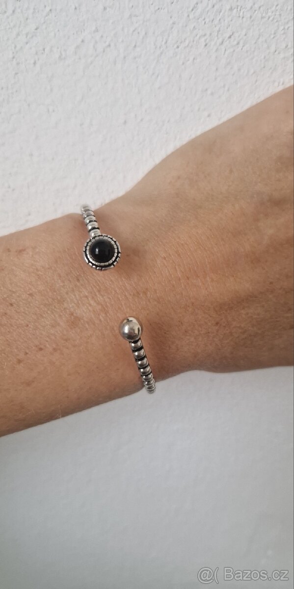 Nový dámský stříbrný náramek otevřený kuličkový 925 - 2