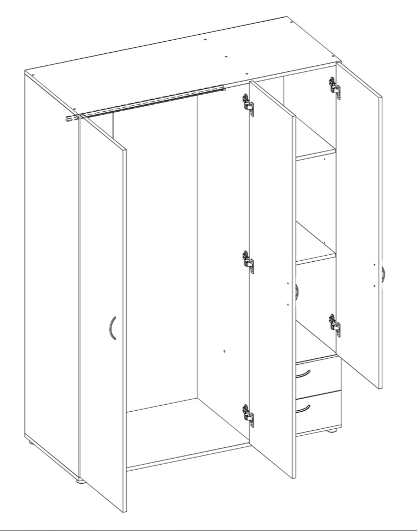 Skříň 3dveřová BEST bílá - 2