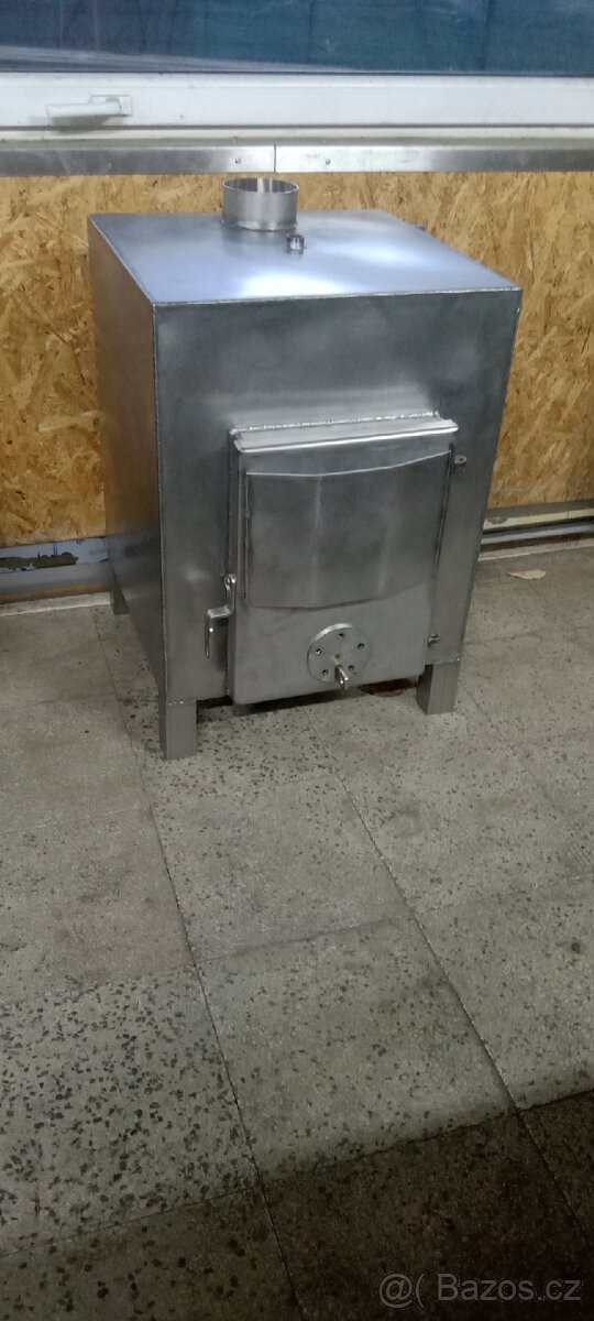 Kamna nerezová pro externí ohřev koupacího sudu -bazenu. - 2