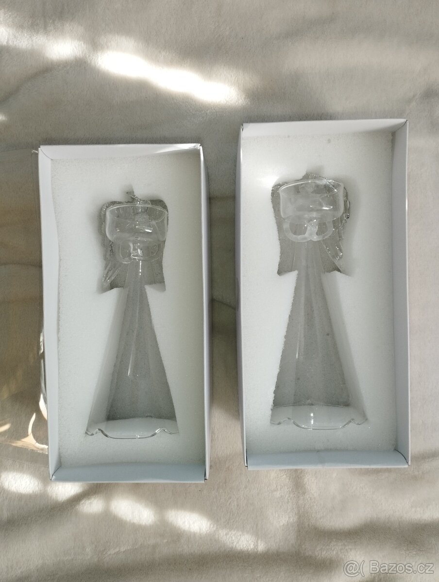 2 ks svícen anděl ze skla - 2
