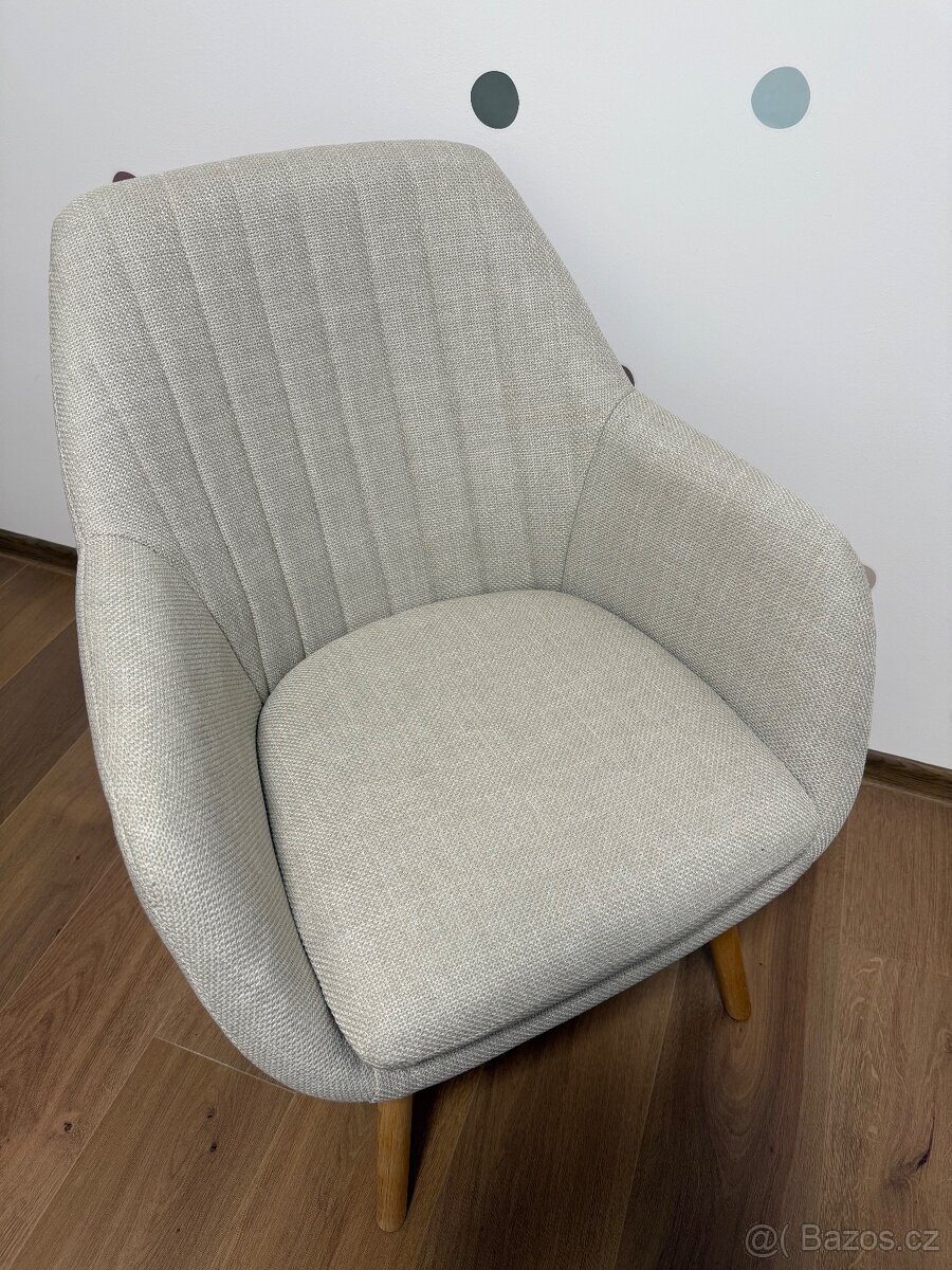 Křeslo béžový potah/dub - 2