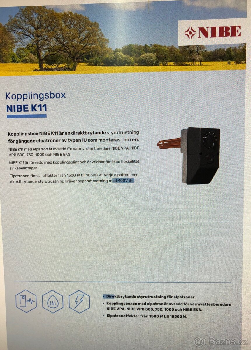 Topné těleso k zásob. NIBE - 2