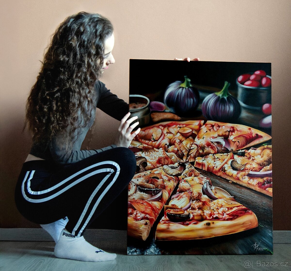 Realistická malba akrylem na plátně PIZZA - 2