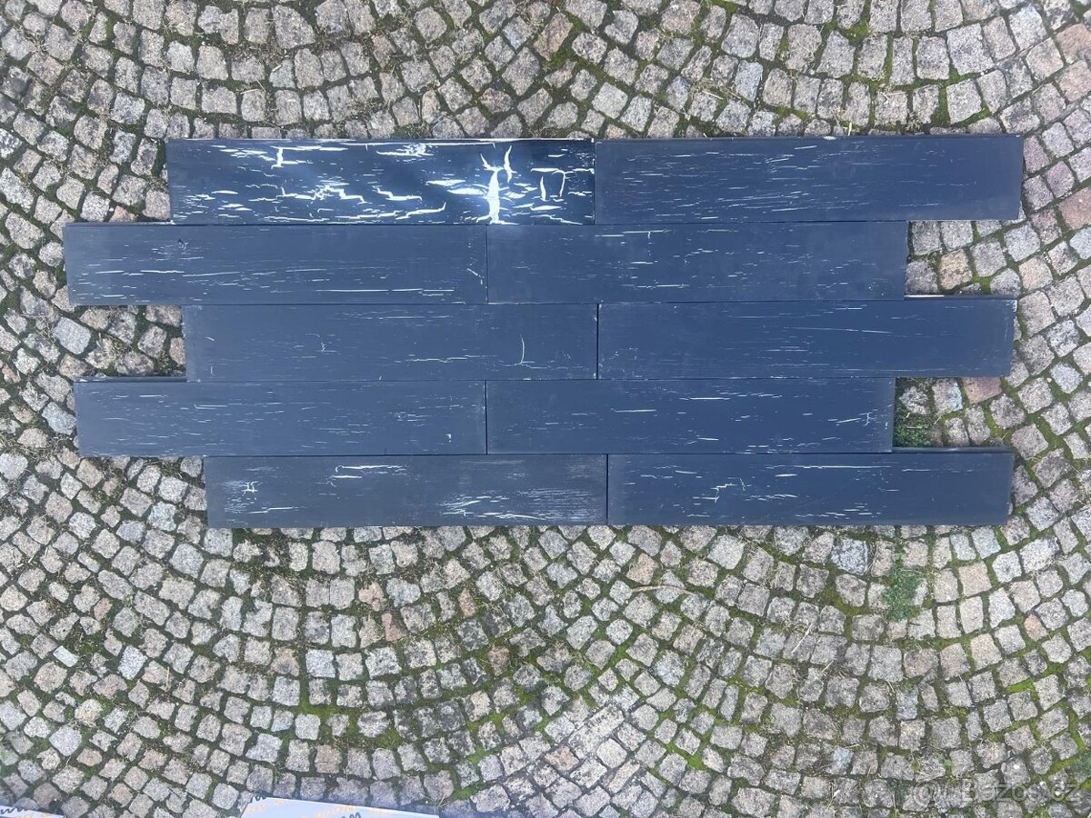 Levný dřevěný obklad Zpuchřelá barva - vintage černá - 2