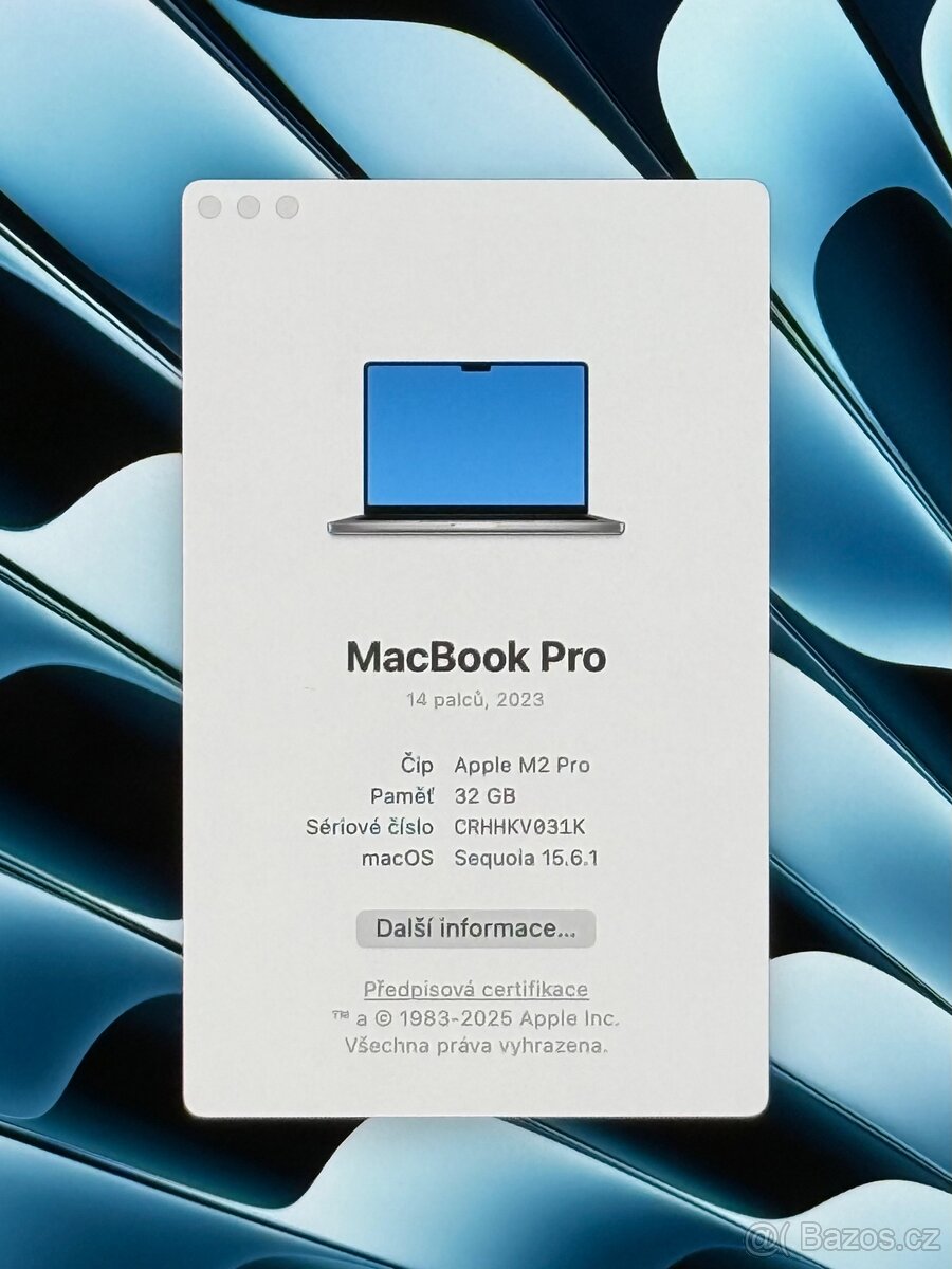MacBook Pro 14” 2023 M2 PRO /32GB RAM/512GB SSD/Záruka - 2
